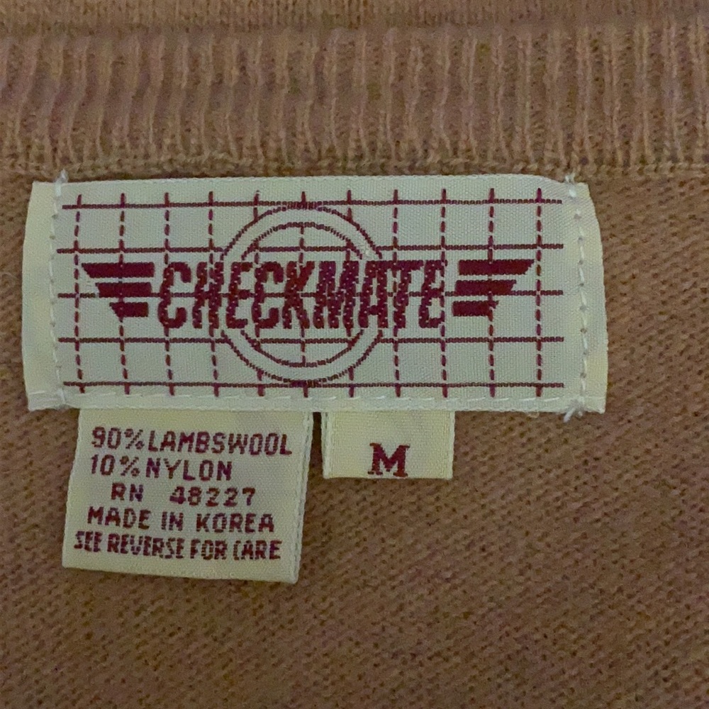 SOLD Vintage Checkmate V Neck Sleeveless Argyle Preppy Sweater Sz M - Picture 4 of 4